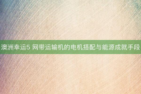 澳洲幸运5 网带运输机的电机搭配与能源成就手段