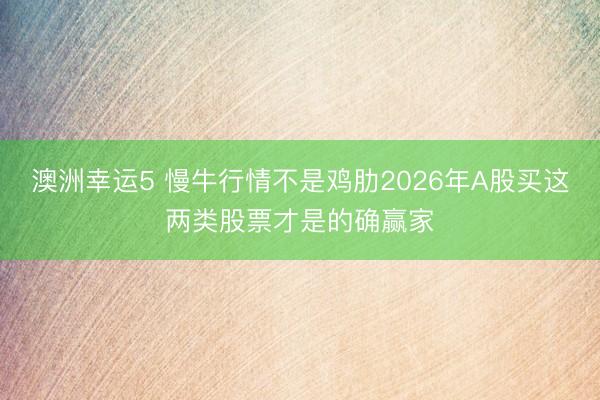 澳洲幸运5 慢牛行情不是鸡肋2026年A股买这两类股票才是的确赢家