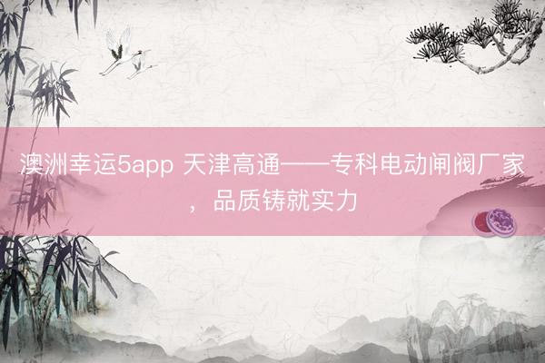 澳洲幸运5app 天津高通——专科电动闸阀厂家,品质铸就实力