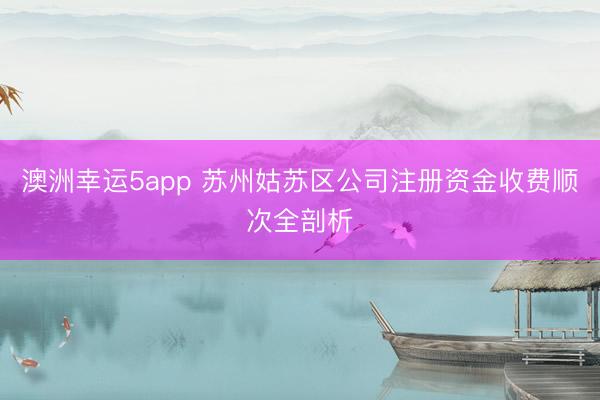 澳洲幸运5app 苏州姑苏区公司注册资金收费顺次全剖析